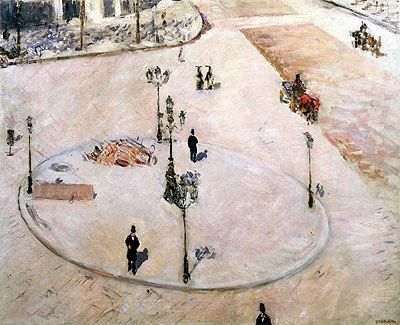 Traffic Island on Boulevard Haussmann, 1880 | Caillebotte | Painting Reproduction