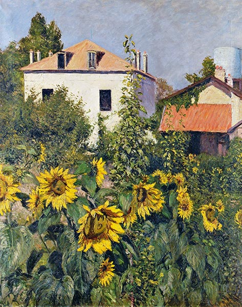 Sonnenblumen, Garten bei Petit Gennevilliers, 1885 | Caillebotte | Gemälde Reproduktion