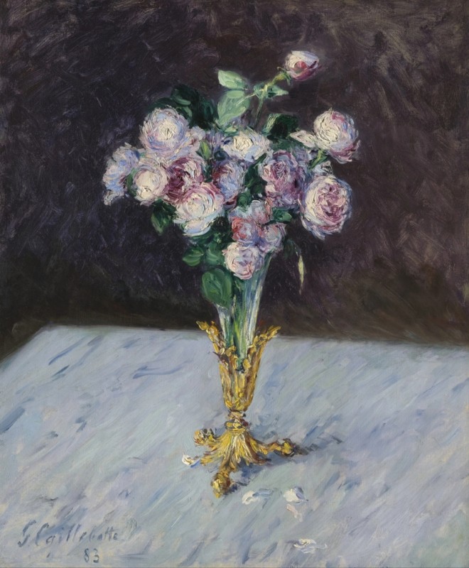 Bouquet of Roses in a Crystal Vase, 1883 | Caillebotte