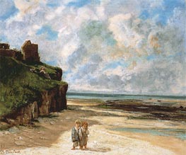 The Beach at Saint-Aubin-sur-Mer, 1867 by Courbet | Painting Reproduction