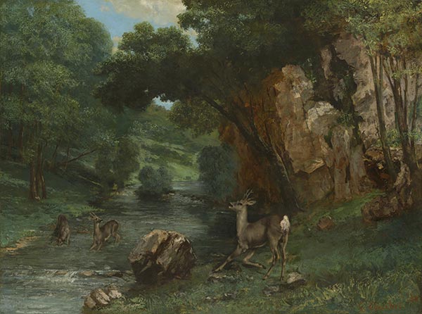 Roe Deer at a Stream, 1868 | Courbet | Gemälde Reproduktion