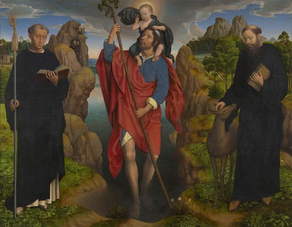 Saint Christopher with the infant Christ, 1484 by Hans Memling | Painting Reproduction