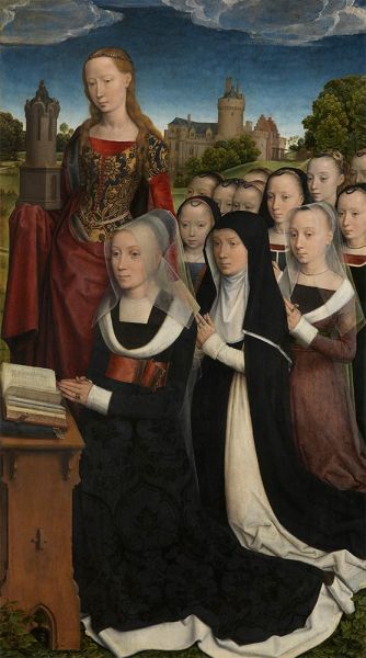 Barbara van Vlaenderbergh with her Daughters and Patron Saint, 1484 | Hans Memling | Painting Reproduction