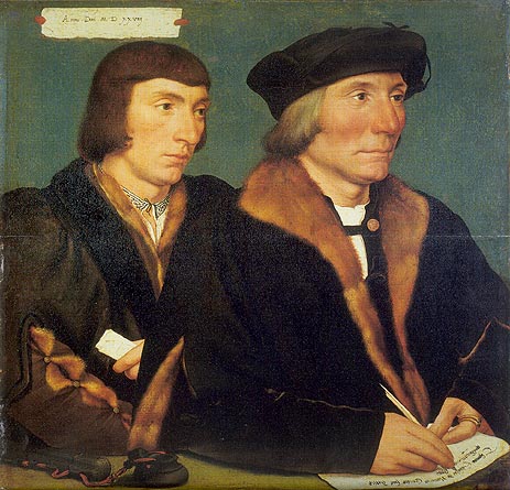 Portrait of Sir Thomas Godsalve and His Son John, 1528 | Hans Holbein | Painting Reproduction