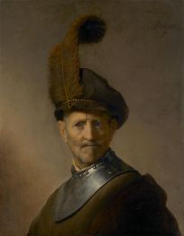 An Old Man in Military Costume (Man with a Plume) | Rembrandt | Painting Reproduction