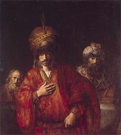 Haman Recognizes His Fate, 1665 von Rembrandt | Gemälde-Reproduktion