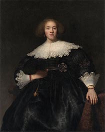 Portrait of a Young Woman with a Fan | Rembrandt | Gemälde Reproduktion