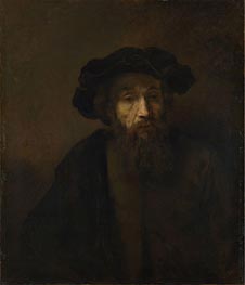 A Bearded Man in a Cap, c.1655/60 von Rembrandt | Gemälde-Reproduktion