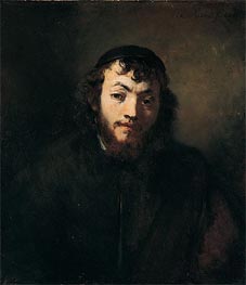 Bust of a Young Jew, Undated by Rembrandt | Painting Reproduction