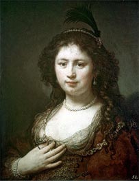Bust of a Woman, 1636 by Rembrandt | Painting Reproduction