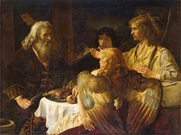 Abraham and the Three Angels, c.1635/45 by Rembrandt | Painting Reproduction