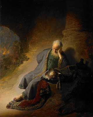 Jeremia beklagt die Zerstörung Jerusalems, 1630 | Rembrandt | Gemälde Reproduktion