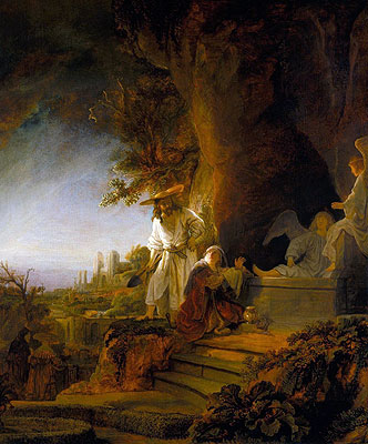 Christus und Maria Magdalena am Grab | Rembrandt | Gemälde Reproduktion