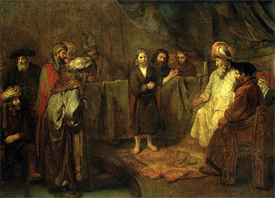 Der zwölfjährige Jesus unter den Schriftgelehrten, c.1655 | Rembrandt | Gemälde Reproduktion