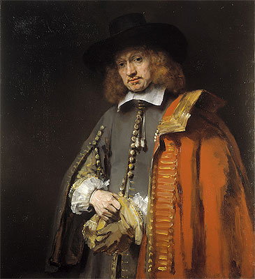 Portrait of Jan Six, 1654 by Rembrandt | Painting Reproduction