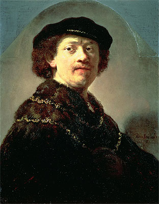 Self-Portrait in a Black Cap, 1637 | Rembrandt | Painting Reproduction
