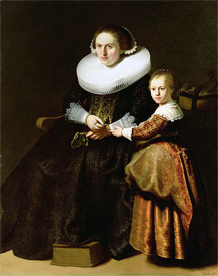 Susanna van Collen, Wife of Jean Pellicorne with Her Daughter Anna, c.1632 | Rembrandt | Painting Reproduction