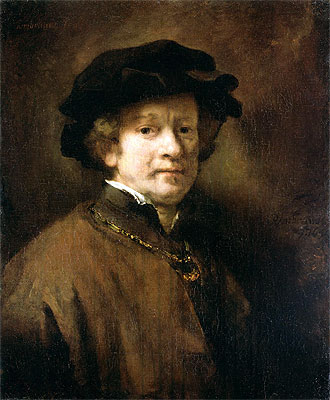Self Portrait with Cap and Gold Chain, 1654 | Rembrandt | Painting Reproduction