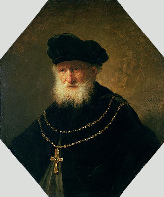 Head of an Old Man wearing a Cross, 1630 | Rembrandt | Gemälde Reproduktion