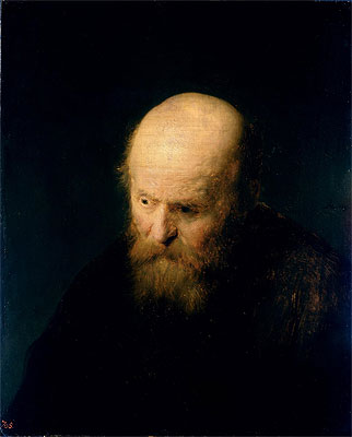 Head of a Bald, Old Man, 1632 by Rembrandt | Painting Reproduction