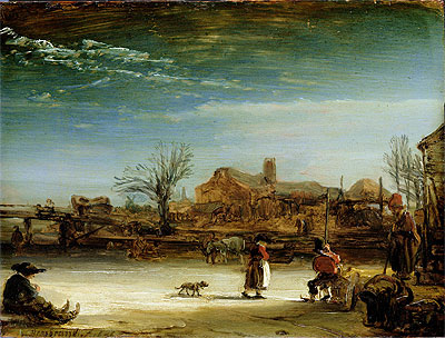 Winter Landscape, 1646 | Rembrandt | Gemälde Reproduktion