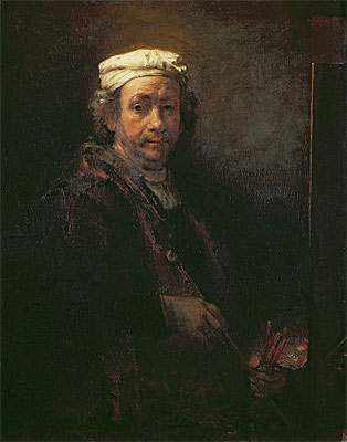 Self Portrait at his Easel, 1660 | Rembrandt | Gemälde Reproduktion