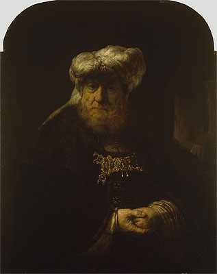 A Man in Oriental Costume, n.d. by Rembrandt | Painting Reproduction