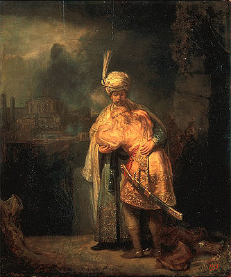 David and Jonathan, 1642 by Rembrandt | Painting Reproduction