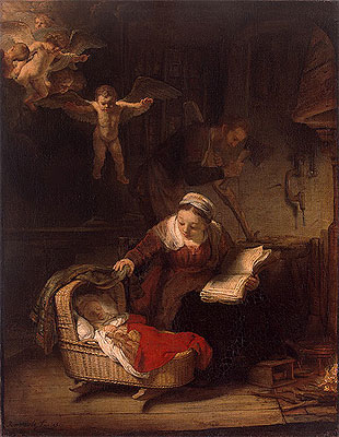 Holy Family, 1645 by Rembrandt | Painting Reproduction