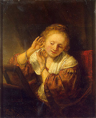 Young Woman with Earrings, 1657 | Rembrandt | Gemälde Reproduktion