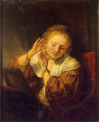 Junge Frau mit Ohrringen | Rembrandt | Gemälde Reproduktion