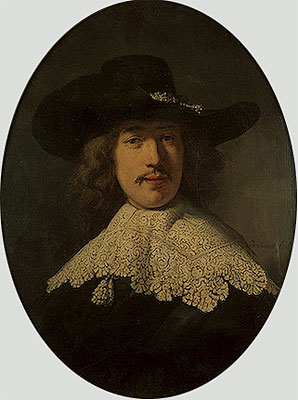 Porträt eines jungen Mannes mit Spitzenkragen | Rembrandt | Gemälde Reproduktion