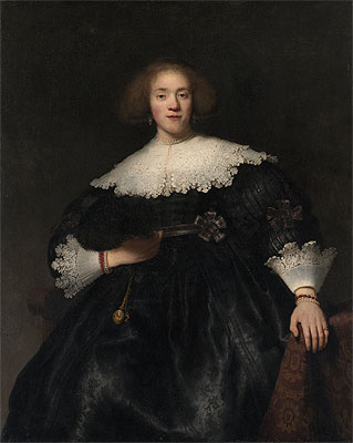 Porträt einer jungen Frau mit Fächer | Rembrandt | Gemälde Reproduktion
