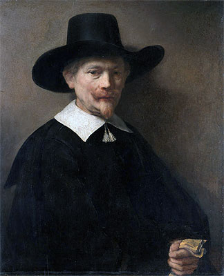 Portrait of a Man Holding Gloves | Rembrandt | Painting Reproduction