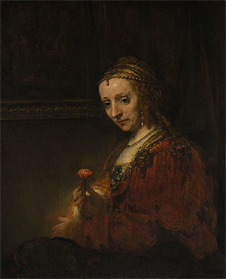 Woman with a Pink, c.1660/64 | Rembrandt | Gemälde Reproduktion