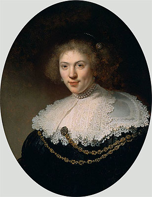 Bildnis einer Frau mit einer Goldkette | Rembrandt | Gemälde Reproduktion