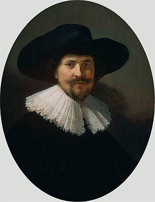 Portrait of a Man Wearing a Black Hat, 1634 | Rembrandt | Gemälde Reproduktion