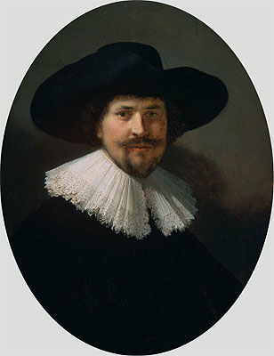 Bildnis eines Mannes mit einem schwarzen Hut | Rembrandt | Gemälde Reproduktion