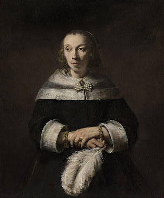 Porträt einer Dame mit einem Straußenfederfächer, c.1658/60 | Rembrandt