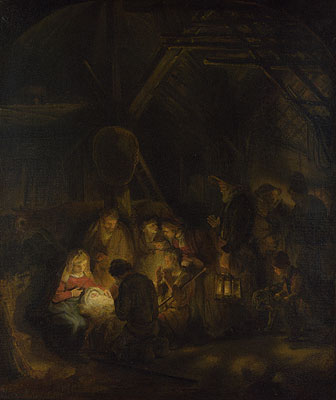 The Adoration of the Shepherds | Rembrandt | Painting Reproduction