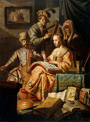 Musikalische Allegorie, 1626 von Rembrandt | Gemälde-Reproduktion