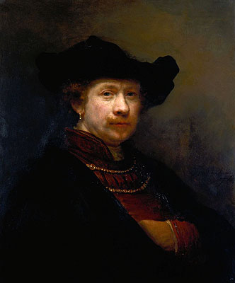 Self Portrait in a Flat Cap, 1642 | Rembrandt | Gemälde Reproduktion