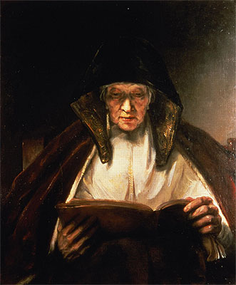 Old Woman Reading, 1655 | Rembrandt | Gemälde Reproduktion