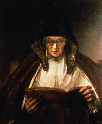Alte Frau liest | Rembrandt | Gemälde Reproduktion
