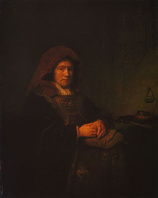 Old Woman Holding Glasses, 1643 | Rembrandt | Painting Reproduction