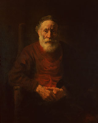 Alter Mann in Rot, c.1652/54 von Rembrandt | Gemälde-Reproduktion