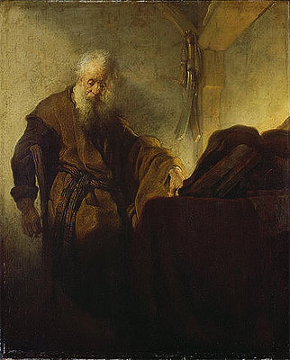 Der heilige Paulus an seinem Schreibpult | Rembrandt | Gemälde Reproduktion