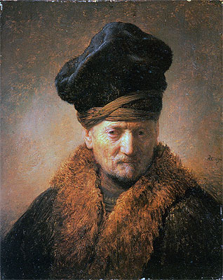 Alter Mann im Pelzmantel | Rembrandt | Gemälde Reproduktion