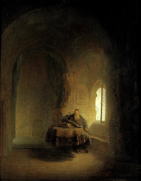 Alter Gelehrter in einer Gewölbekammer (Hl. Anastasius), 1631 | Rembrandt | Gemälde Reproduktion