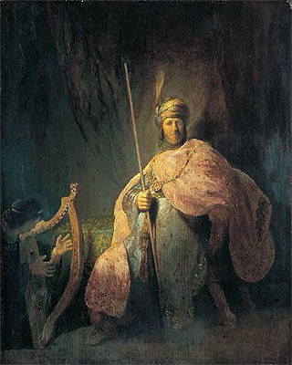 David Playing the Harp before Saul, c.1630 | Rembrandt | Gemälde Reproduktion